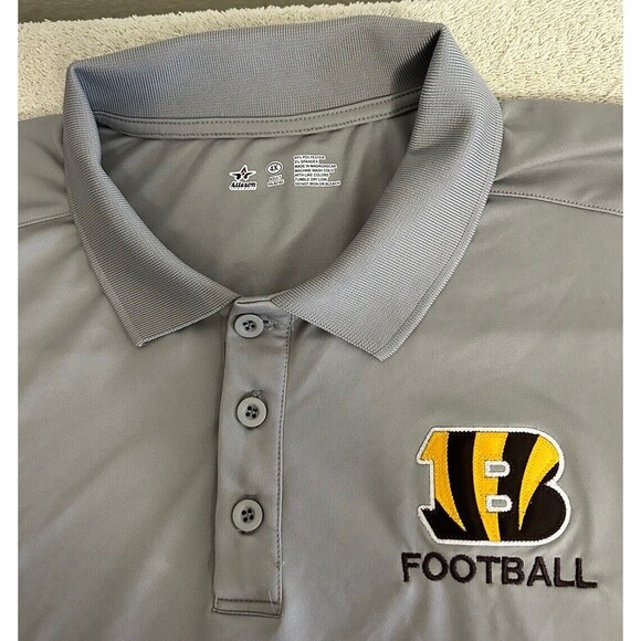 Cincinnati Bengals Men's 4X Gray 1/4 Button Polo With Bengal Logo Embroidered - Picture 3 of 6